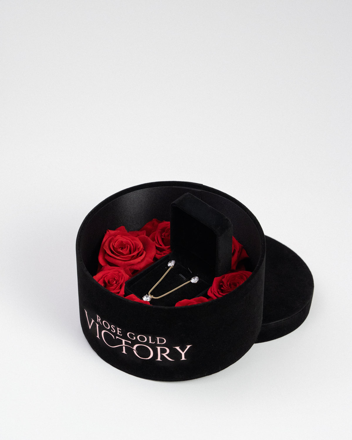 Red Forever Roses - Jewelry Black Box