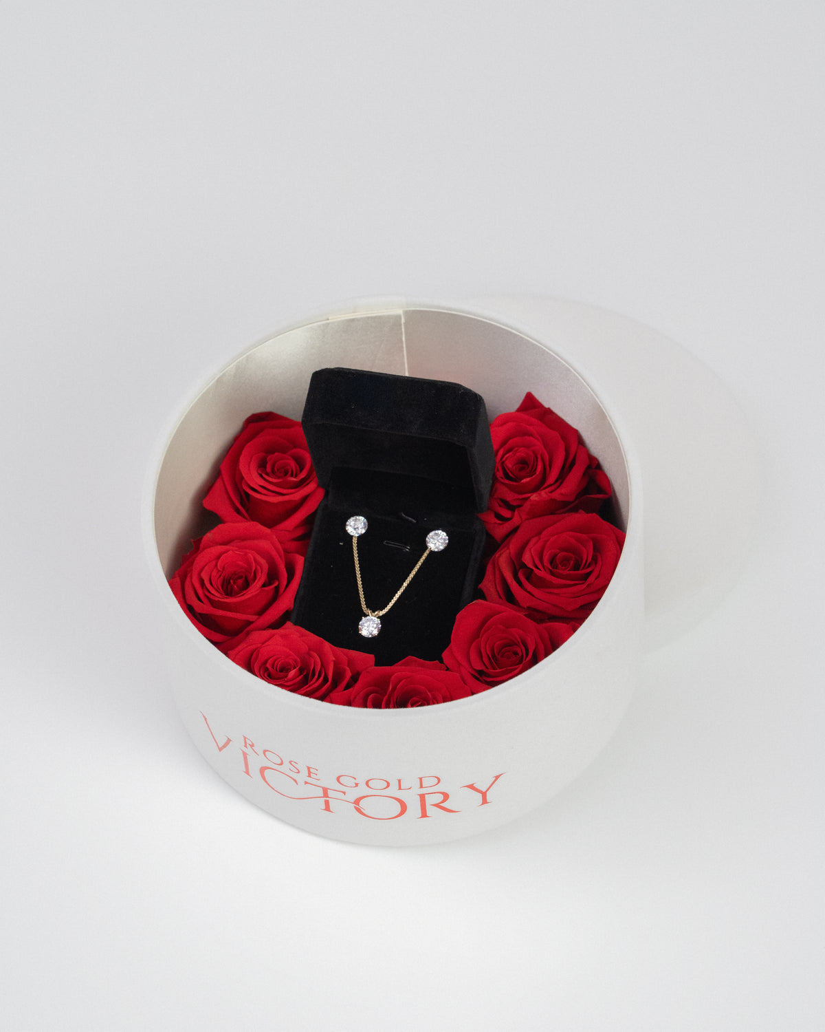 Red Forever Roses - Jewelry White Box