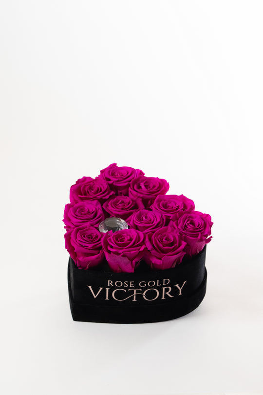 Violet Roses in Black Heart Box (SM)