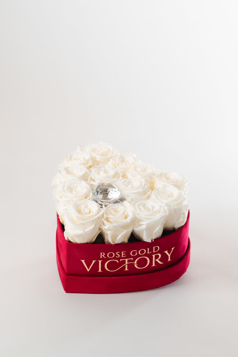 White Roses in Red Heart Box (SM)