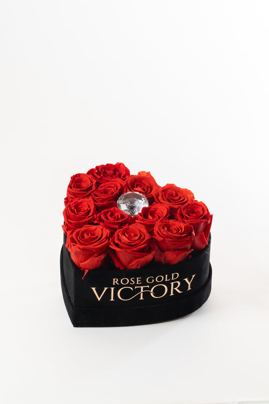 Red Roses in Black Heart Box (SM)