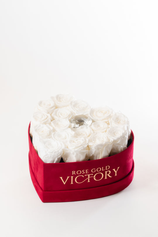 White Roses in Red Heart Box (MD)
