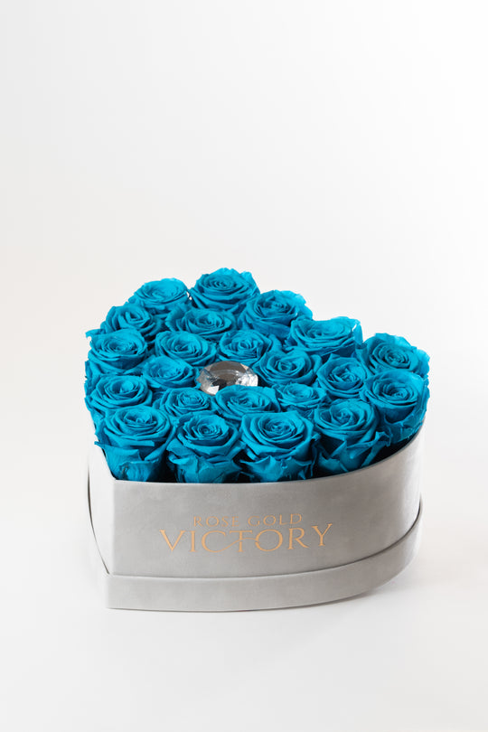 Tiffany Blue Roses in White Heart Box (LG)
