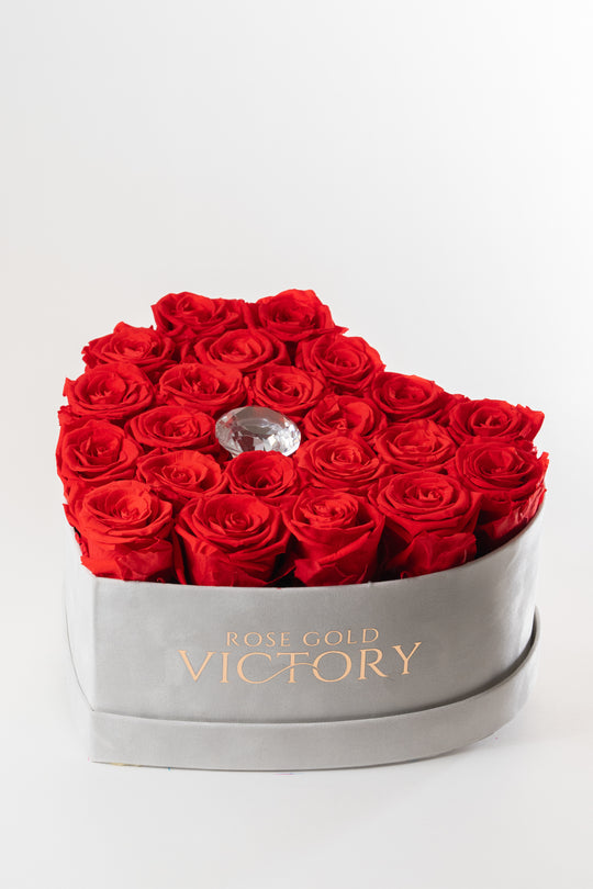 Red Roses in White Heart Box (LG)