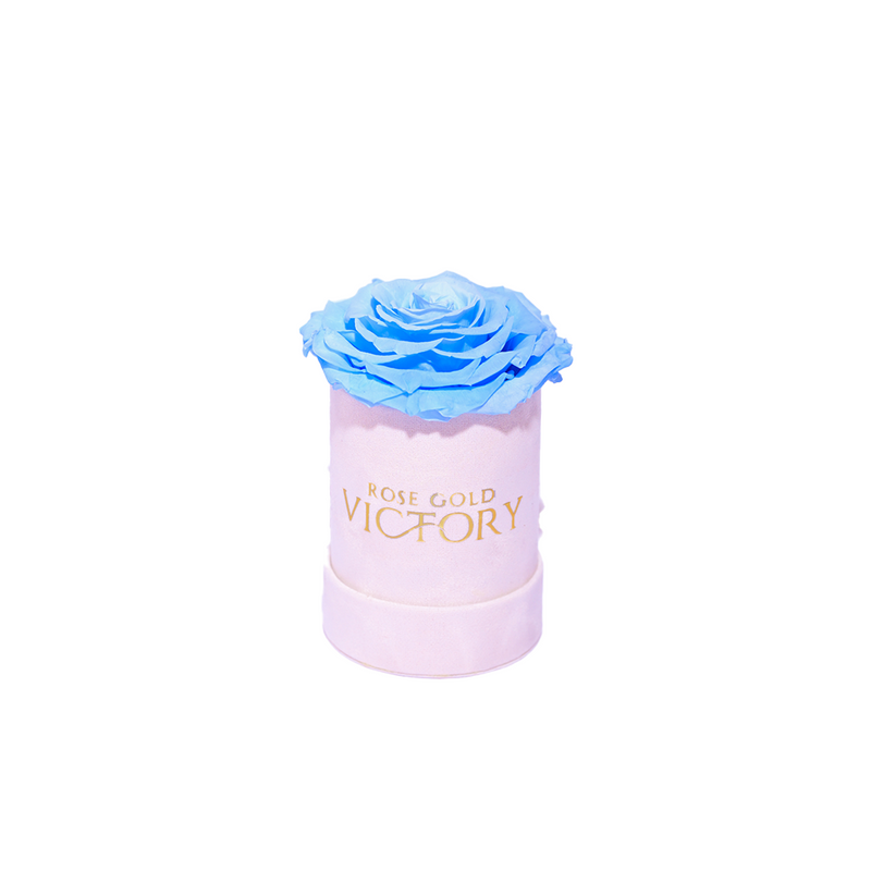 Baby Blue - Unique Rose in White Mini Box