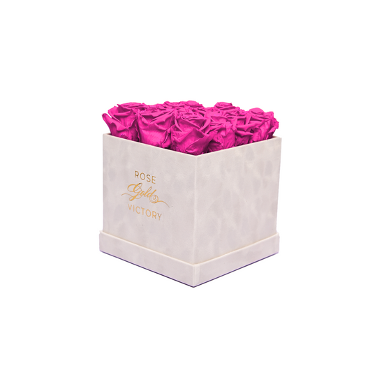Pink Roses in White Square Box (LG)