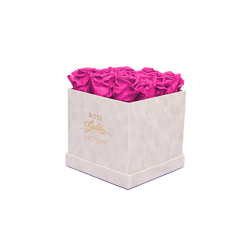 Pink Roses in White Square Box (LG)