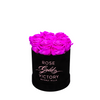 Violet Roses in Round Black Box (LG)