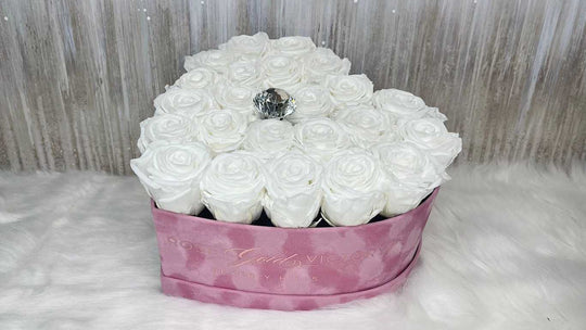 White Roses in Pink Heart Box (LG)