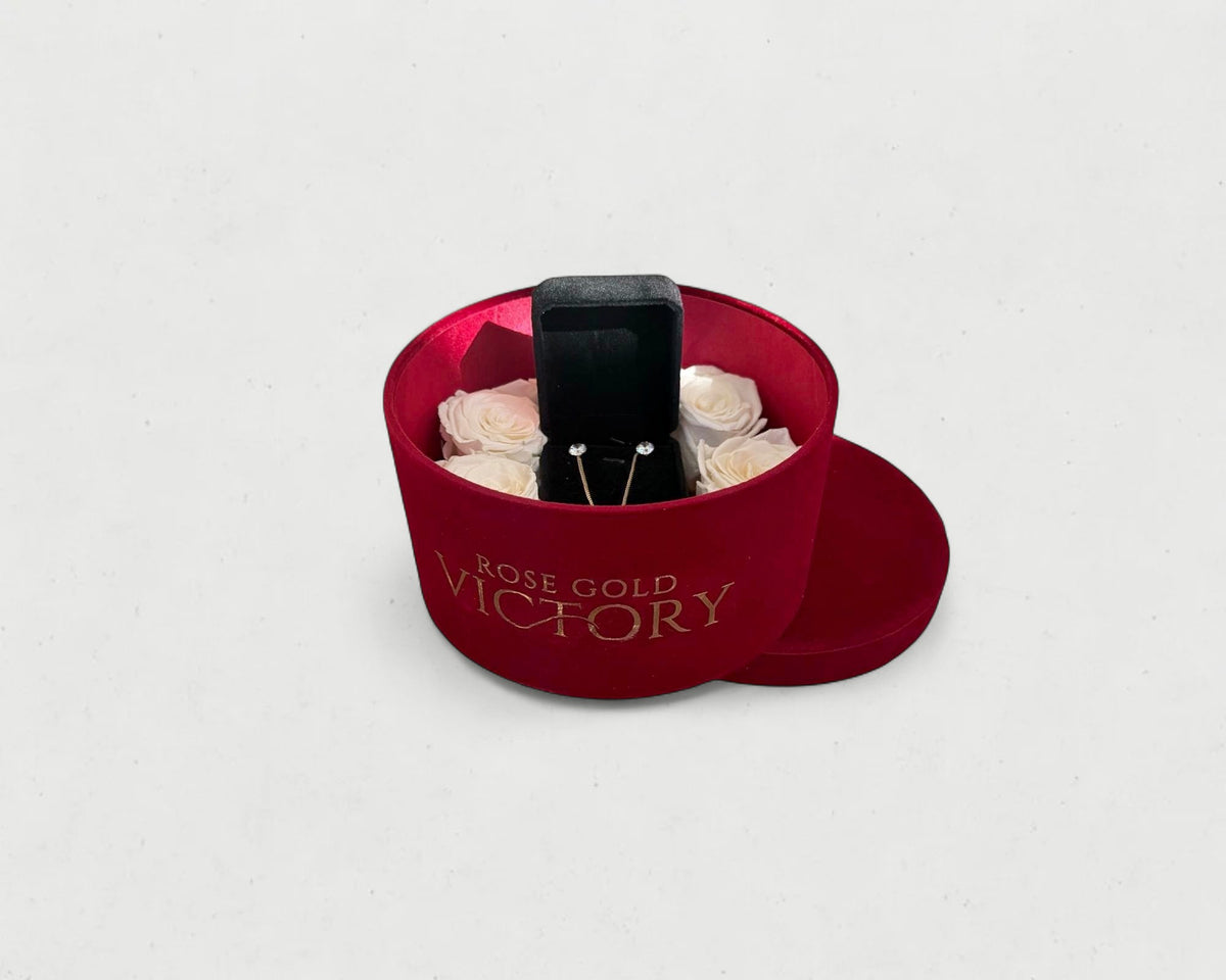 White Forever Roses - Jewelry Red Box