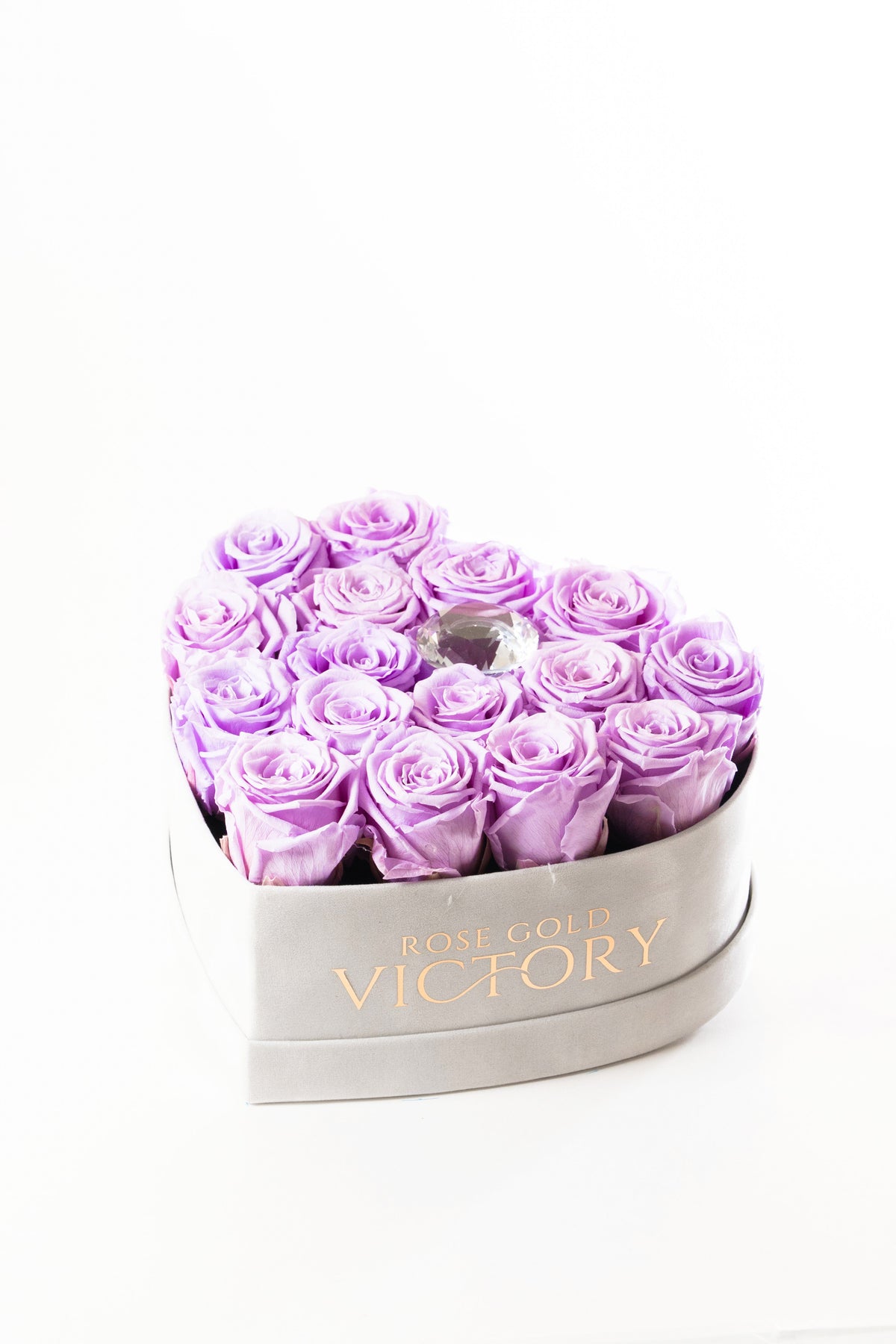 Rosas azules Tiffany en caja de corazón blanca (grande)