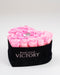 Pink Roses in Black Heart Box (LG)